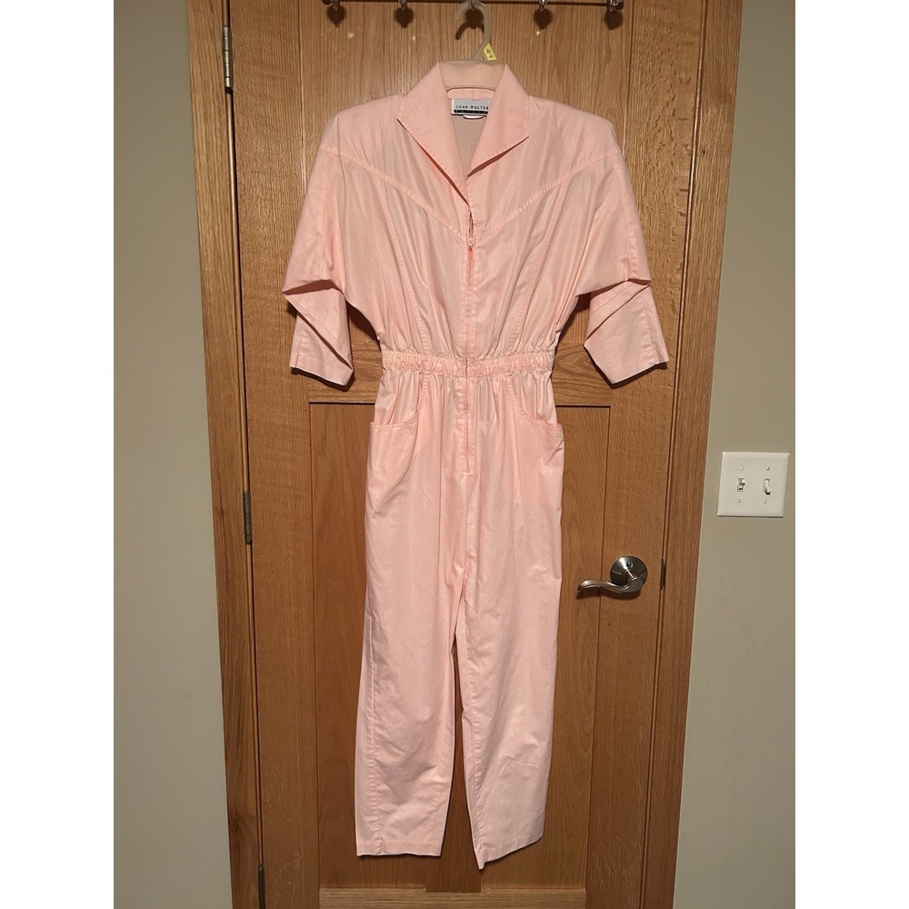 Vintage Joan Walters 80's Pink Utility Boiler Suit Cotton Jumpsuit Coverall